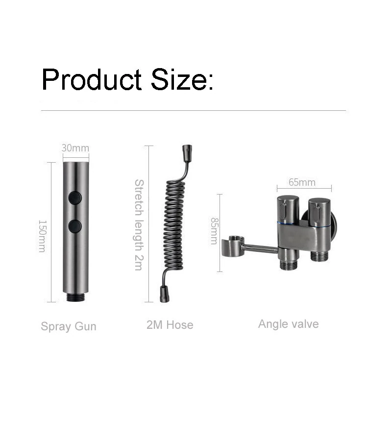 (image for) Stainless Steel Toilet Spray Gun Set with Adjustable Modes Spring-Loaded Hose and 360° Support Bathroom Bidet Sprayer for Hygiene Cleaning for Shower Diapers