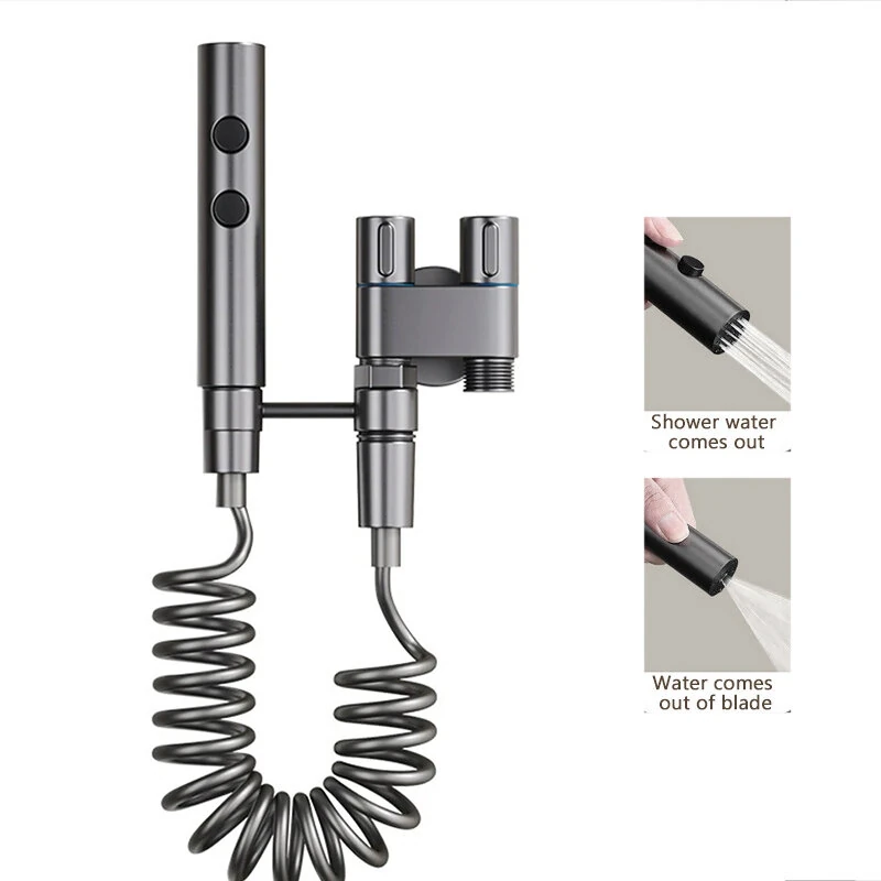 (image for) Stainless Steel Toilet Spray Gun Set with Adjustable Modes Spring-Loaded Hose and 360° Support Bathroom Bidet Sprayer for Hygiene Cleaning for Shower Diapers