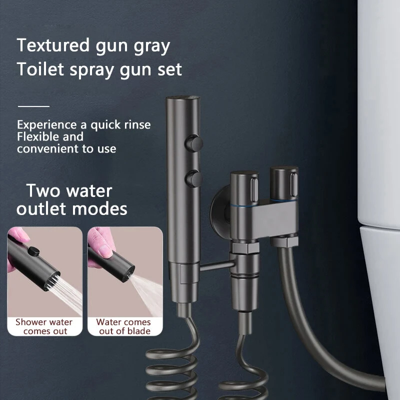 (image for) Stainless Steel Toilet Spray Gun Set with Adjustable Modes Spring-Loaded Hose and 360° Support Bathroom Bidet Sprayer for Hygiene Cleaning for Shower Diapers