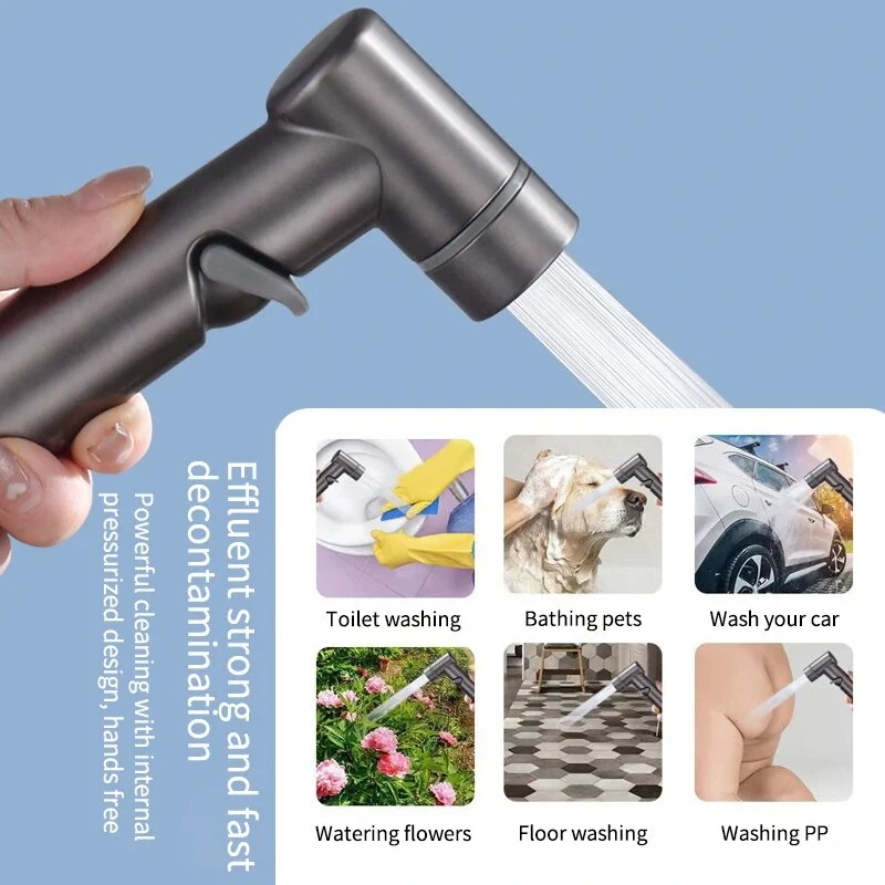 (image for) Toilet High Pressure Bidet Spray Gun Water Jet Handheld Bidet Sprayer Toilet Cleaning Hygienic Shower for Bathroom Accessories