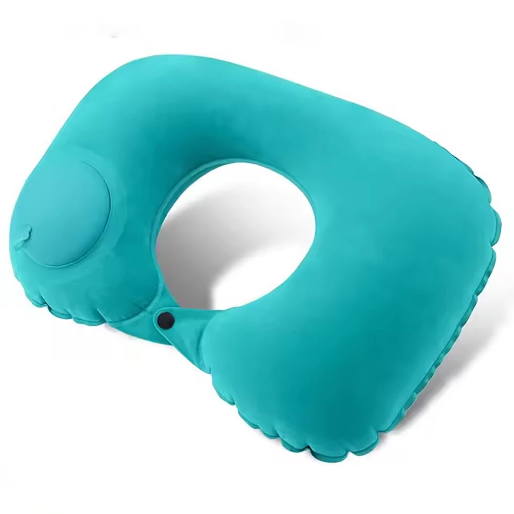(image for) U-Shaped Travel Pillow Press Inflatable Pillow Neck Portable Foldable Outdoor Travel Car Aircraft Inflatable Ring Neck Pillow