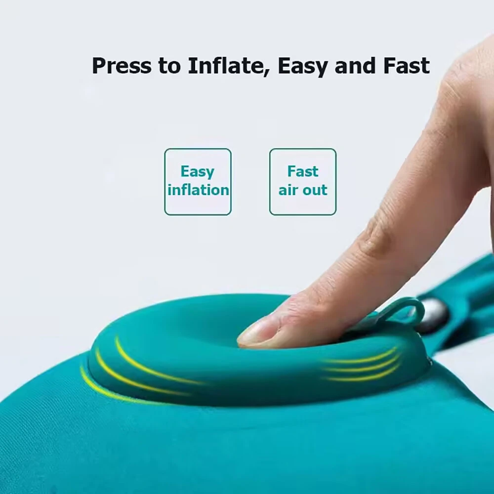 (image for) U-Shaped Travel Pillow Press Inflatable Pillow Neck Portable Foldable Outdoor Travel Car Aircraft Inflatable Ring Neck Pillow