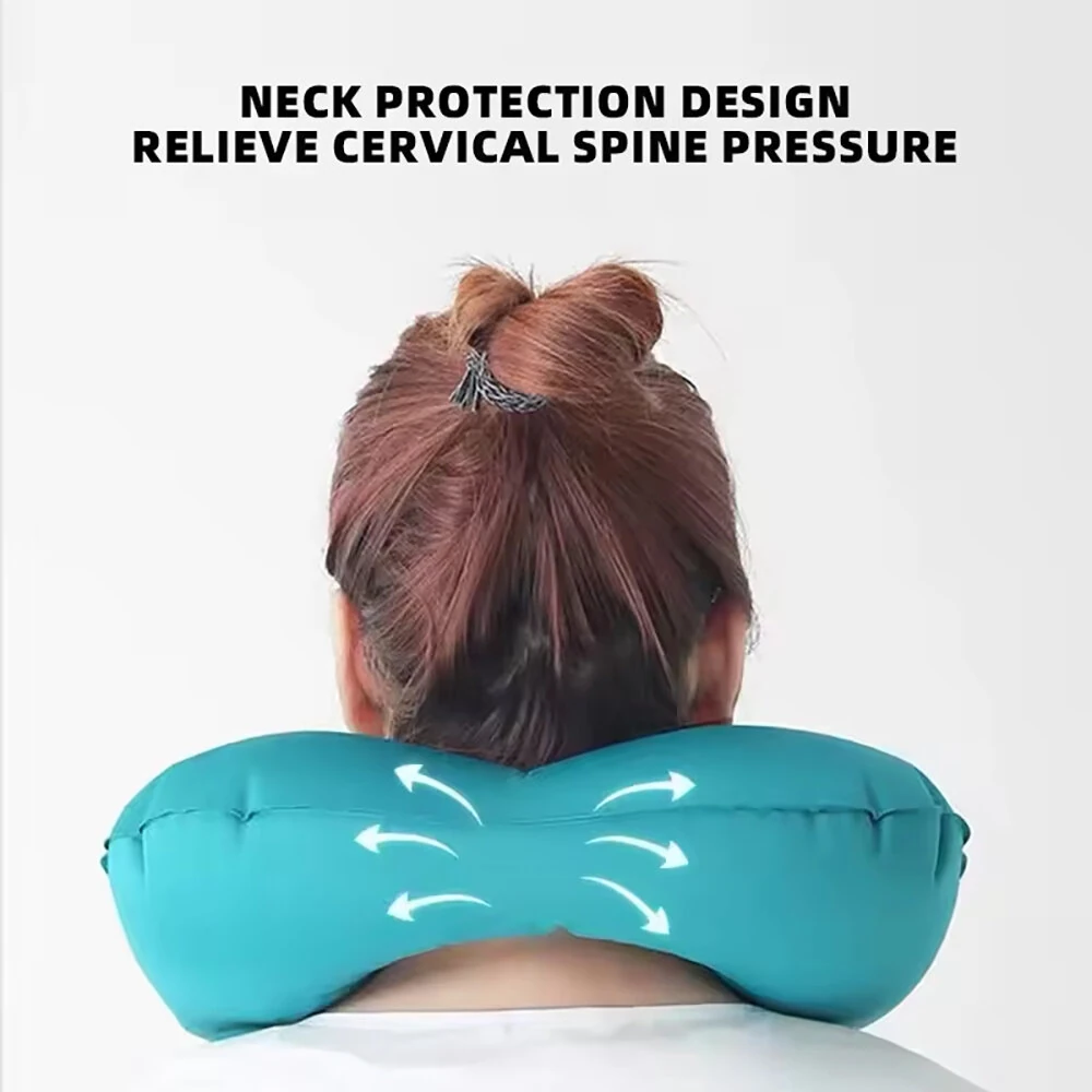 (image for) U-Shaped Travel Pillow Press Inflatable Pillow Neck Portable Foldable Outdoor Travel Car Aircraft Inflatable Ring Neck Pillow