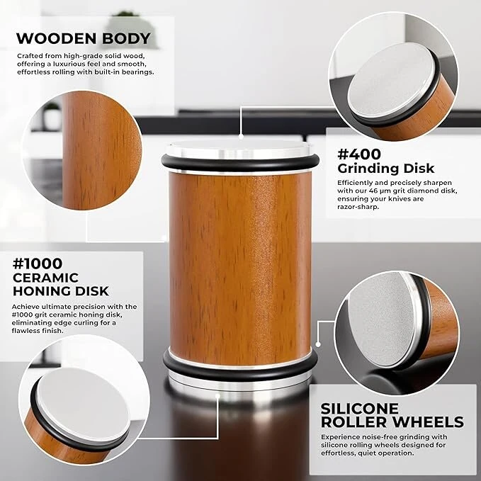(image for) Upgrade Version Wheel Five Sided Magnetic Knife Sharpener Roller Knife Sharpener Five-Sided Magnetic Knife Sharpener Whetstone