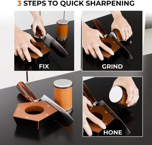 (image for) Upgrade Version Wheel Five Sided Magnetic Knife Sharpener Roller Knife Sharpener Five-Sided Magnetic Knife Sharpener Whetstone