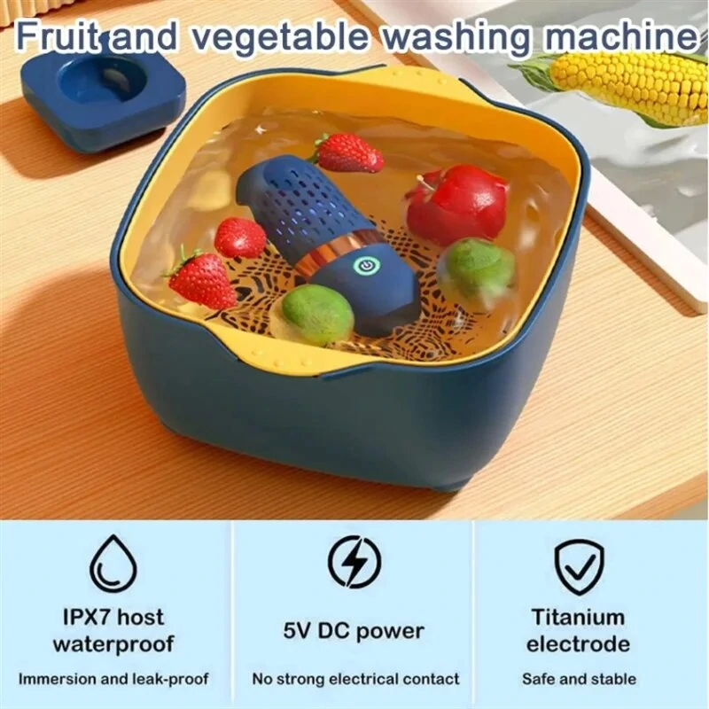 (image for) Wireless Fruit Vegetable Washing Machine Protable Capsule Shape Fruit Food Purifier Kitchen Automatic Vegetable Washing Machine