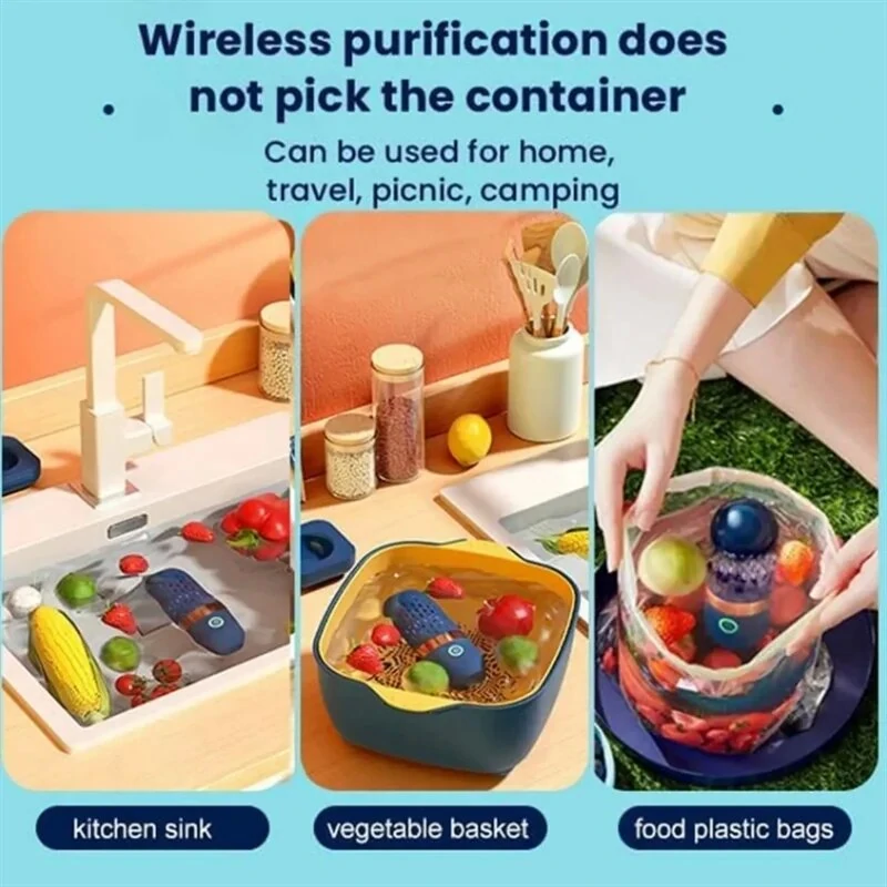 (image for) Wireless Fruit Vegetable Washing Machine Protable Capsule Shape Fruit Food Purifier Kitchen Automatic Vegetable Washing Machine