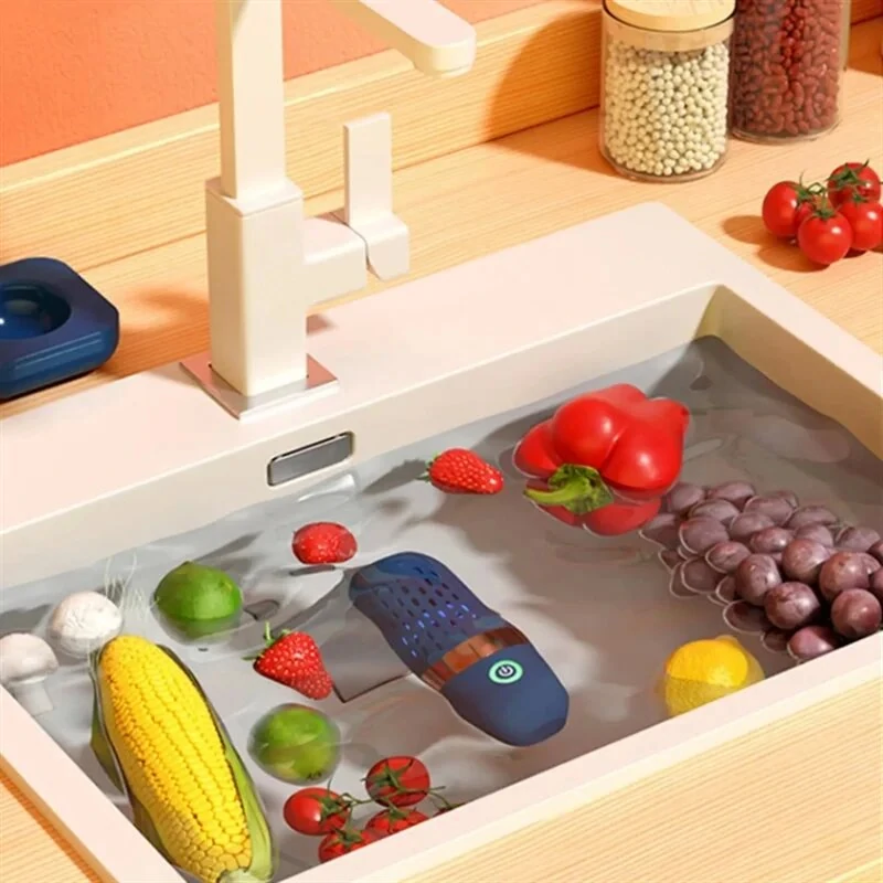 (image for) Wireless Fruit Vegetable Washing Machine Protable Capsule Shape Fruit Food Purifier Kitchen Automatic Vegetable Washing Machine