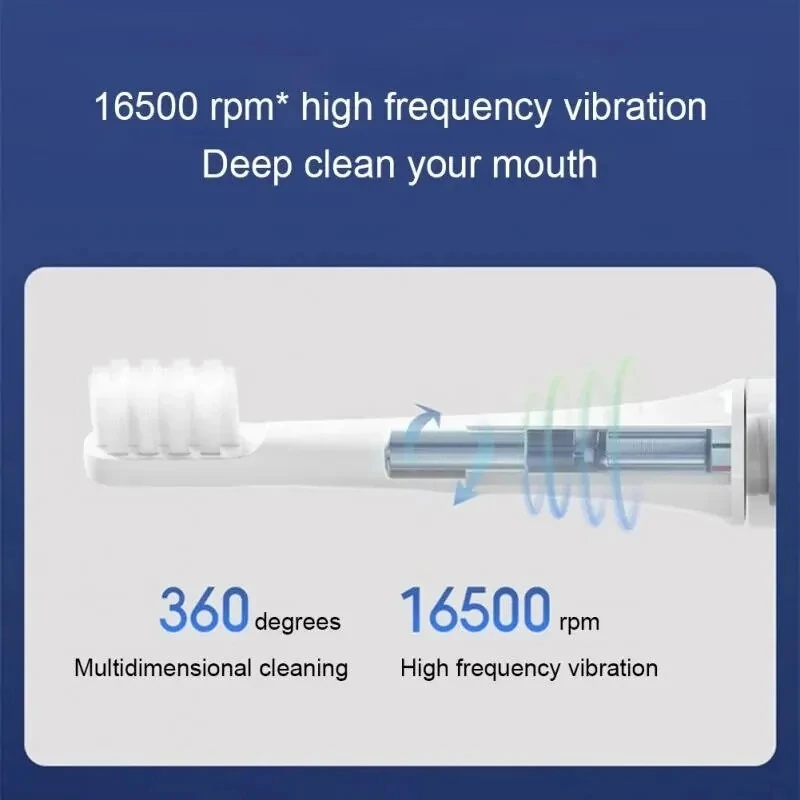 (image for) Xiaomi Mijia T100 Sonic Electric Toothbrush Rechargeable IPX7 Waterproof 16500 rpm High Frequency Vibration 30 Days Endurance Lightweight Travel Ready Blue White Pink