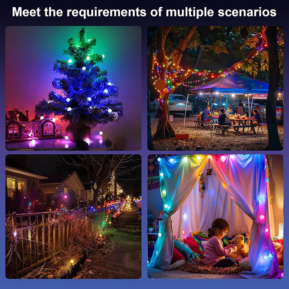 (image for) iDeal LED APP Smart Festival Decoration Small White Ball USB Magic Color Point Control Light String Villa 8 Function Leather Line Light String Garden Starry Sky Decorative Light