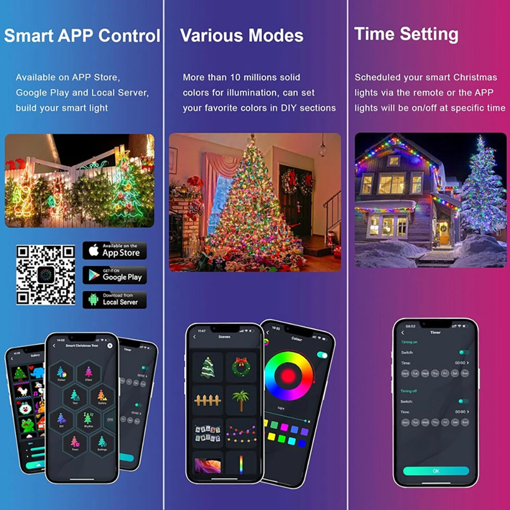 (image for) iDeal LED APP Smart Festival Decoration Small White Ball USB Magic Color Point Control Light String Villa 8 Function Leather Line Light String Garden Starry Sky Decorative Light