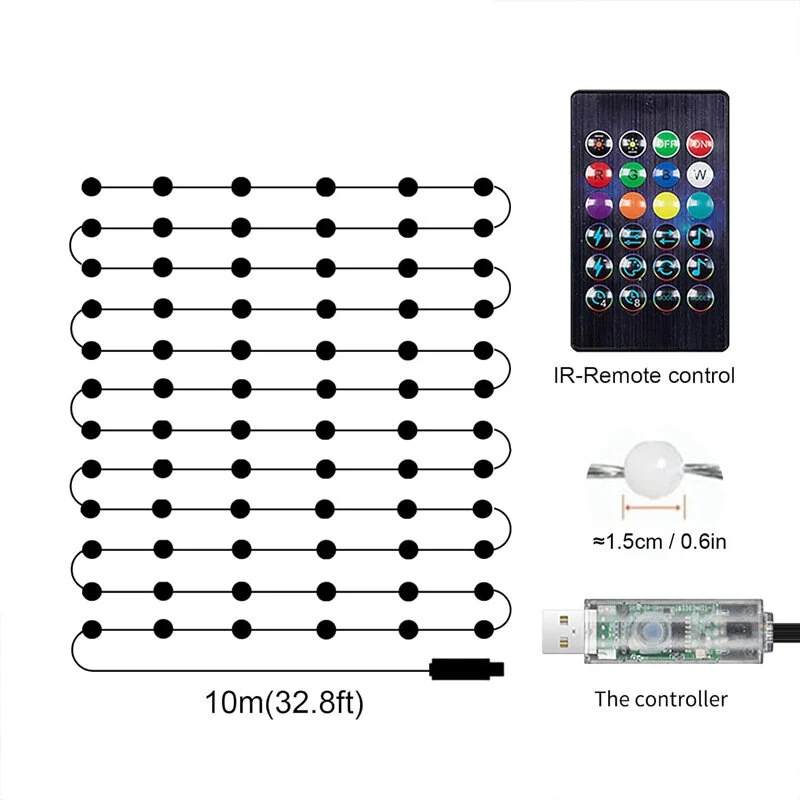 (image for) iDeal LED APP Smart Festival Decoration Small White Ball USB Magic Color Point Control Light String Villa 8 Function Leather Line Light String Garden Starry Sky Decorative Light