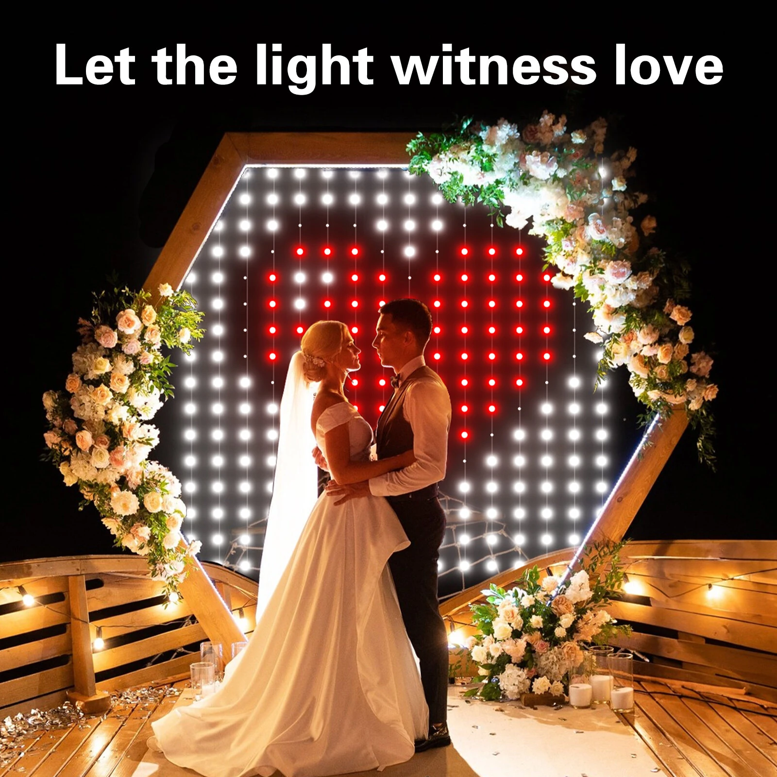 (image for) iDeal LED Control Intelligent Colorful Point Control Curtain Light 160x160cm Smart Curtain Lamp 256PCS RGB Lamp Bead IP65 Waterproof