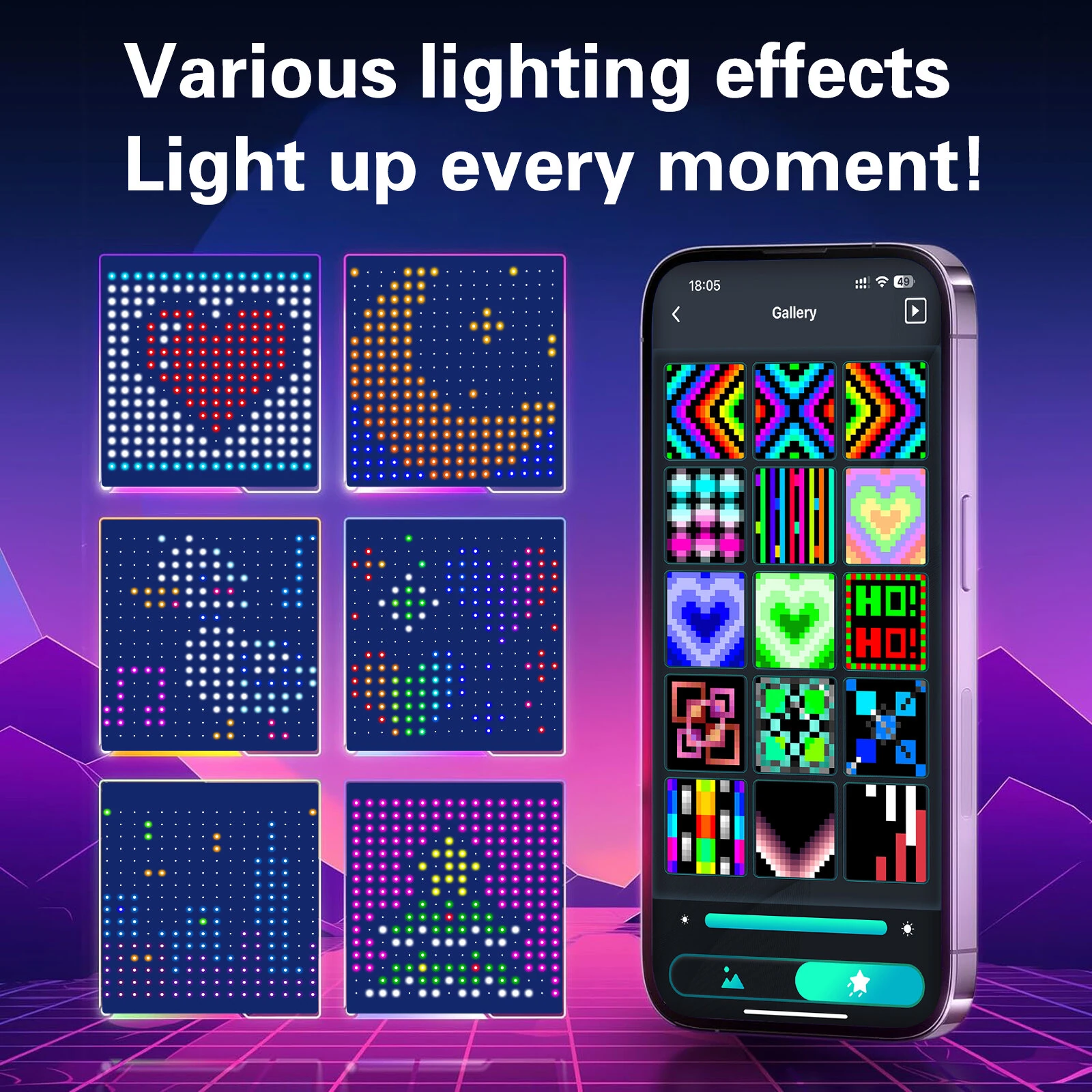 (image for) iDeal LED Control Intelligent Colorful Point Control Curtain Light 160x160cm Smart Curtain Lamp 256PCS RGB Lamp Bead IP65 Waterproof